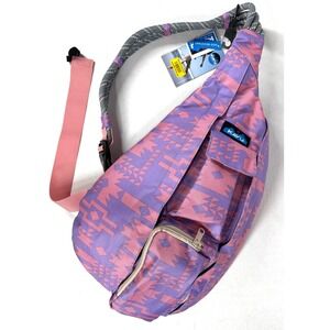 KAVU Rope‎ Sling Crossbody Bag Aztec Geometric Print Lavender Pink NWT